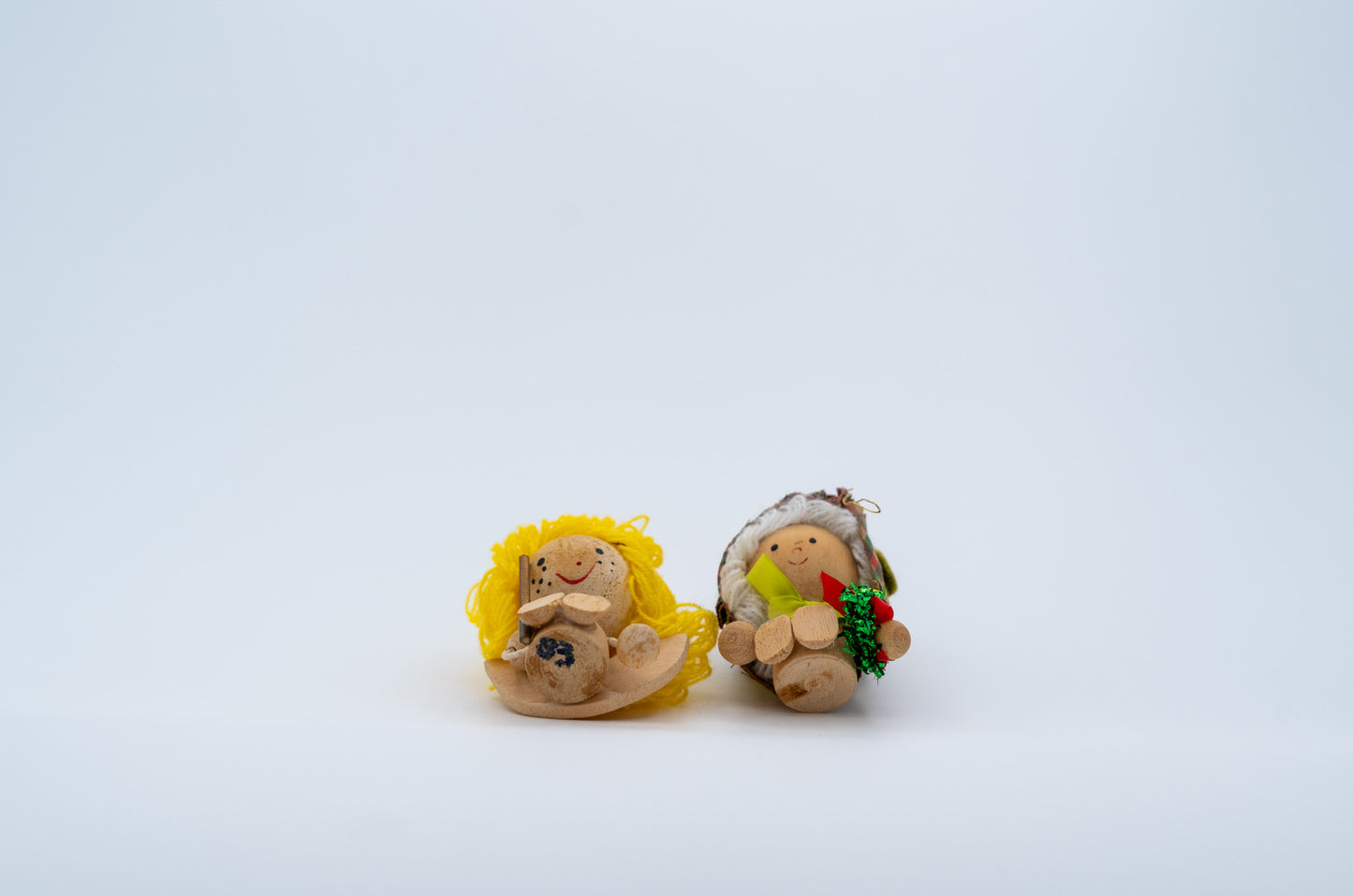 Tiny Wooden Christmas Pair