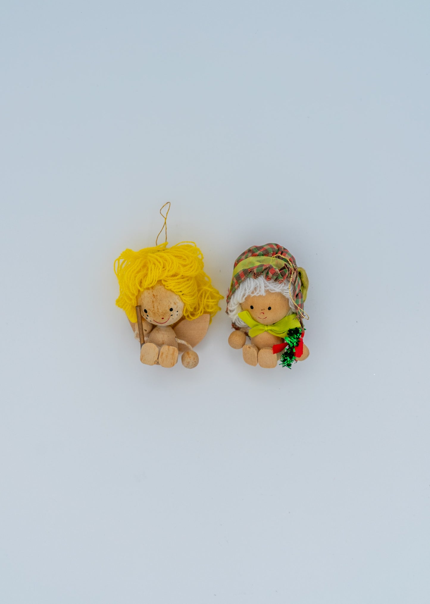 Tiny Wooden Christmas Pair